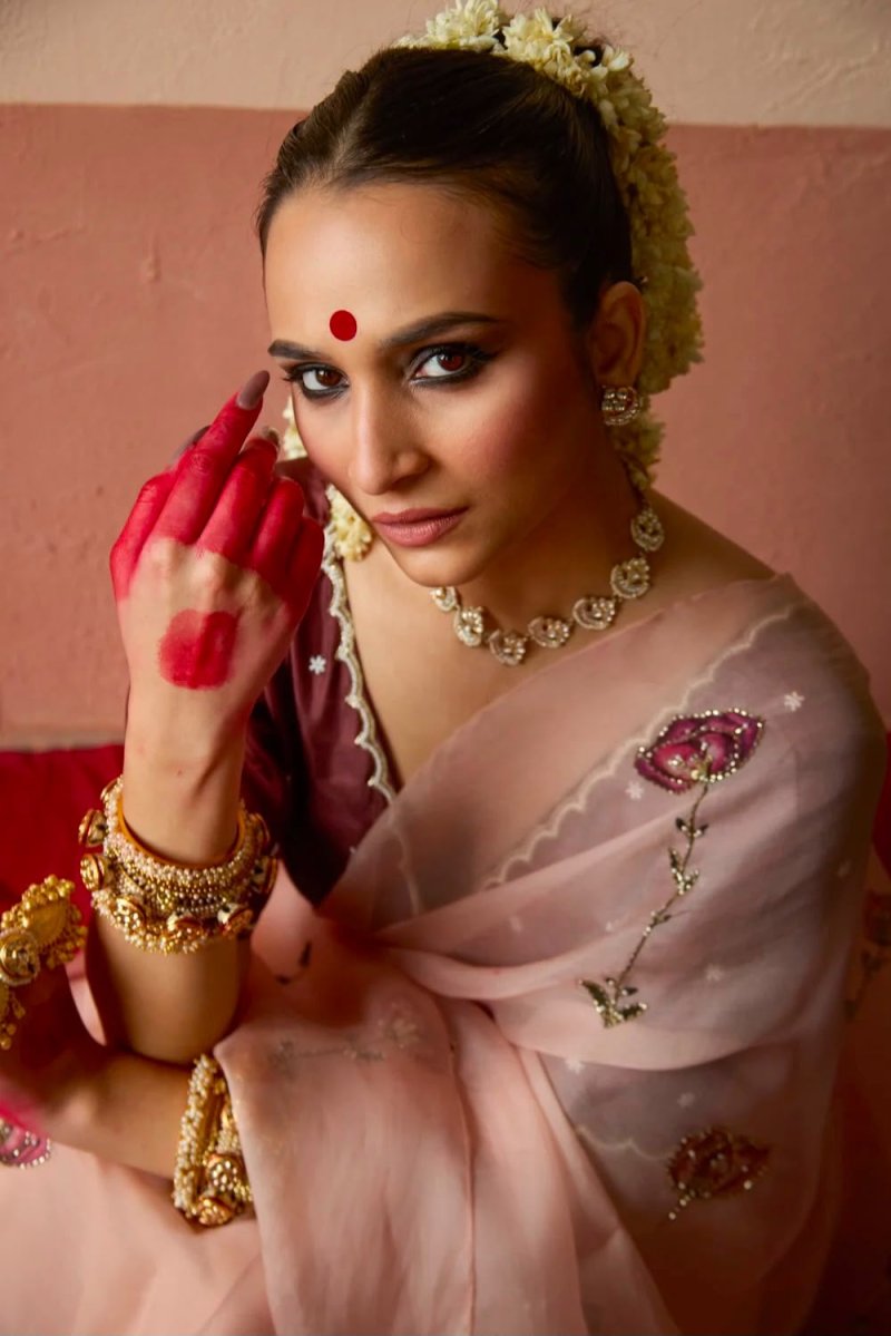 Tew Soft Organza Cut Dana Flower Handwork Saree